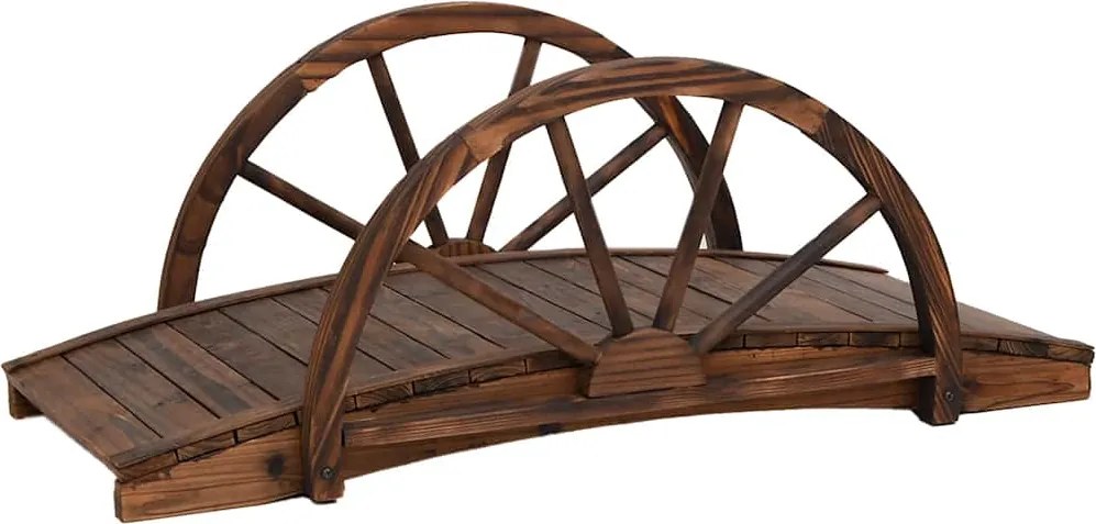 vidaXL tömör fenyőfa kerti híd félkör kerekekkel 99 x 50 x 38 cm