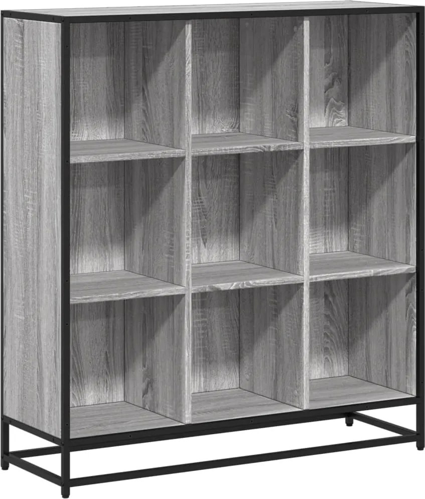 vidaXL szürke sonoma szerelt fa és fém könyvszekrény 97,5x33x107,5 cm