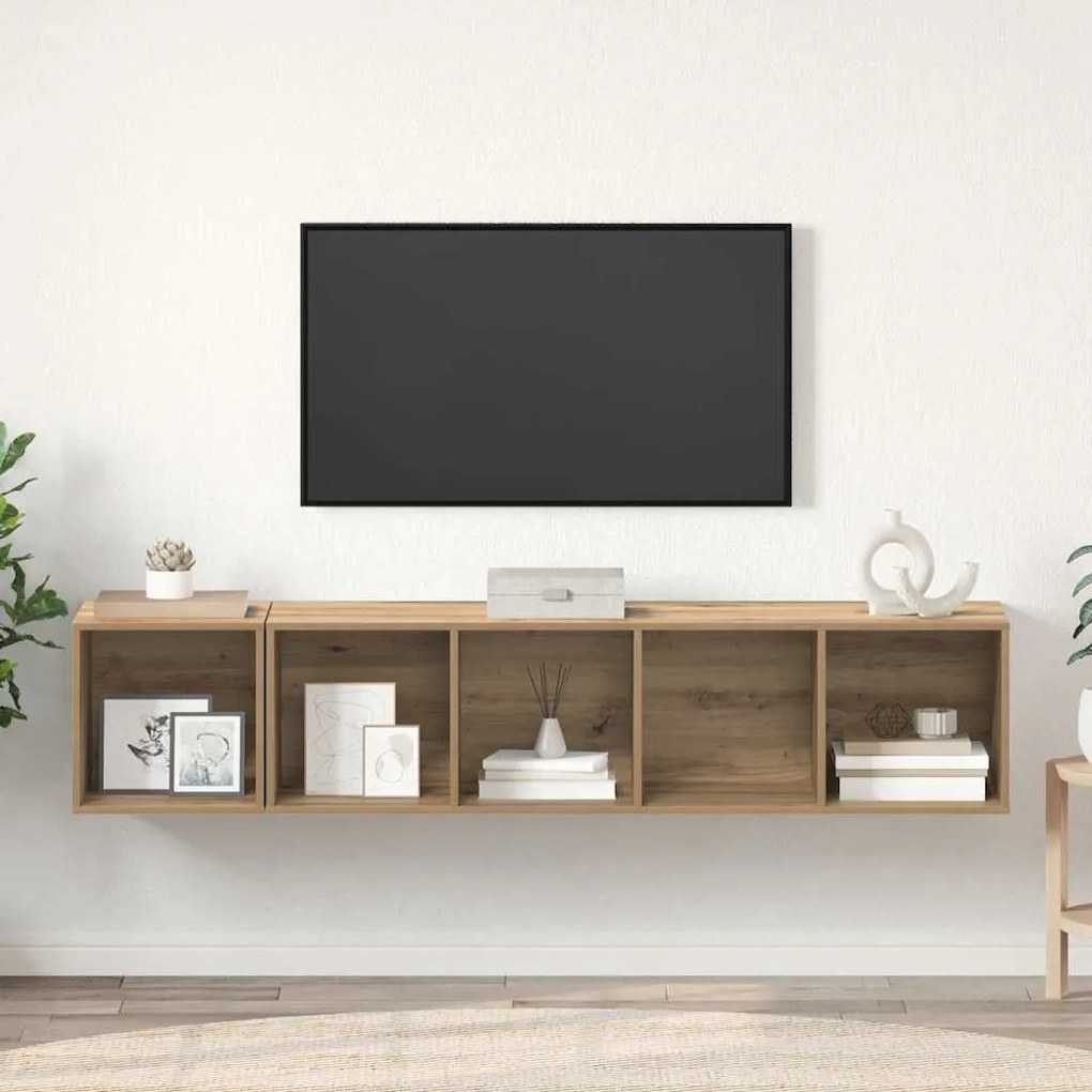 TV Szekrény Szett 2 pcs kézműves tölgy 37 x 37 x 142.5 cm