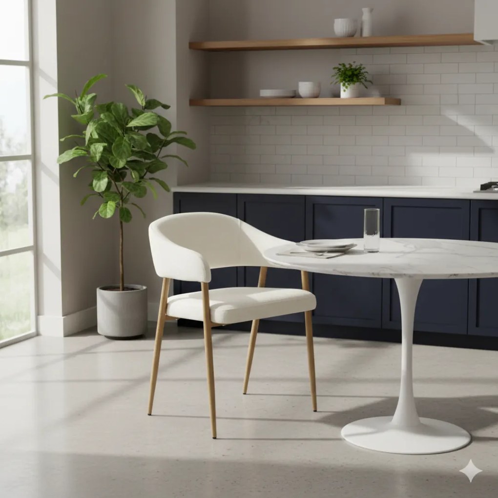 Dizájner étkezőszék, krémszínű/bükk, NIZAR TYP 1