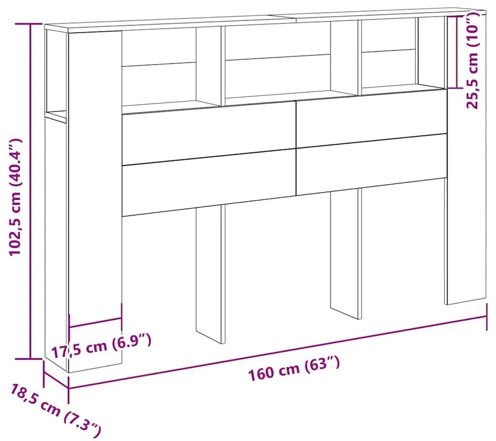 Fejhajtó szekrény Musta tammi 160 x 19 x 104,5 cm Faanyag