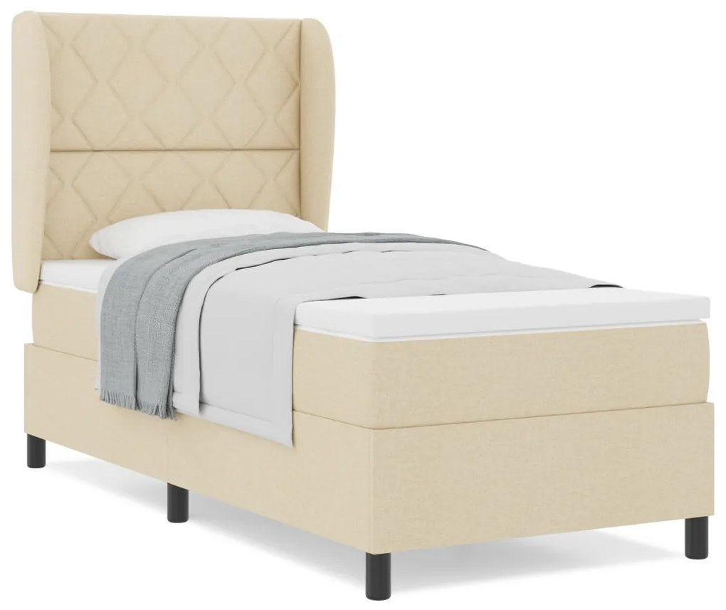 Boxspring Ágy Matrac Készlettel - Krém 100x200 cm Szövet