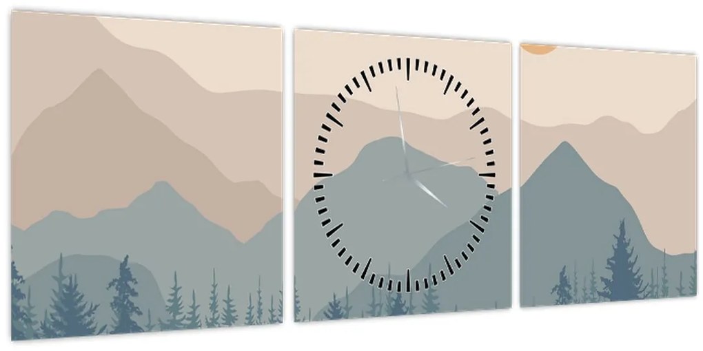 Kép - Türkiz hegység N⁰1 (órával) (90x30 cm)
