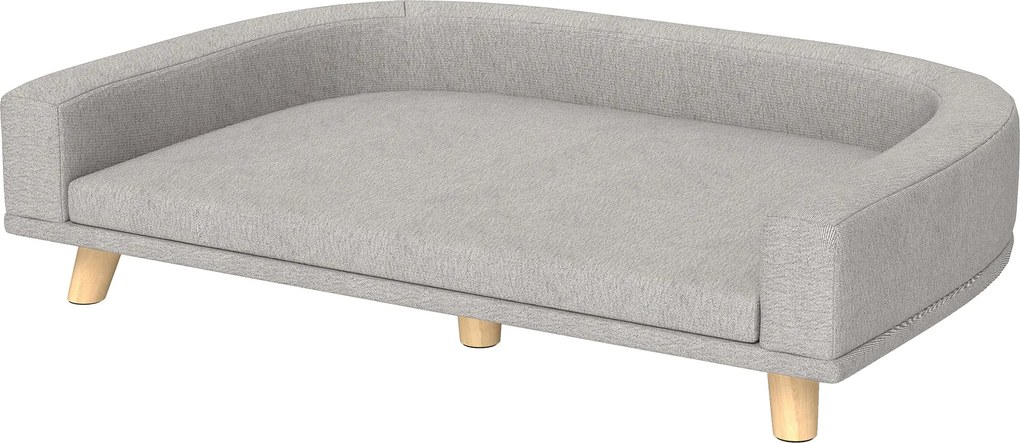 PawHut Kutyafotel, Kutyafekhely, Kutyaszófa Emelt Dizájnnal, Kutyaszófa Párnával, Kutyaszék Fából készült Lábakkal, Kutyaszófa Nagy Kutyák Számára, 98