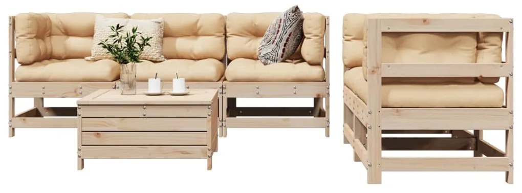 vidaXL 6 részes tömör fenyőfa kerti kanapészett