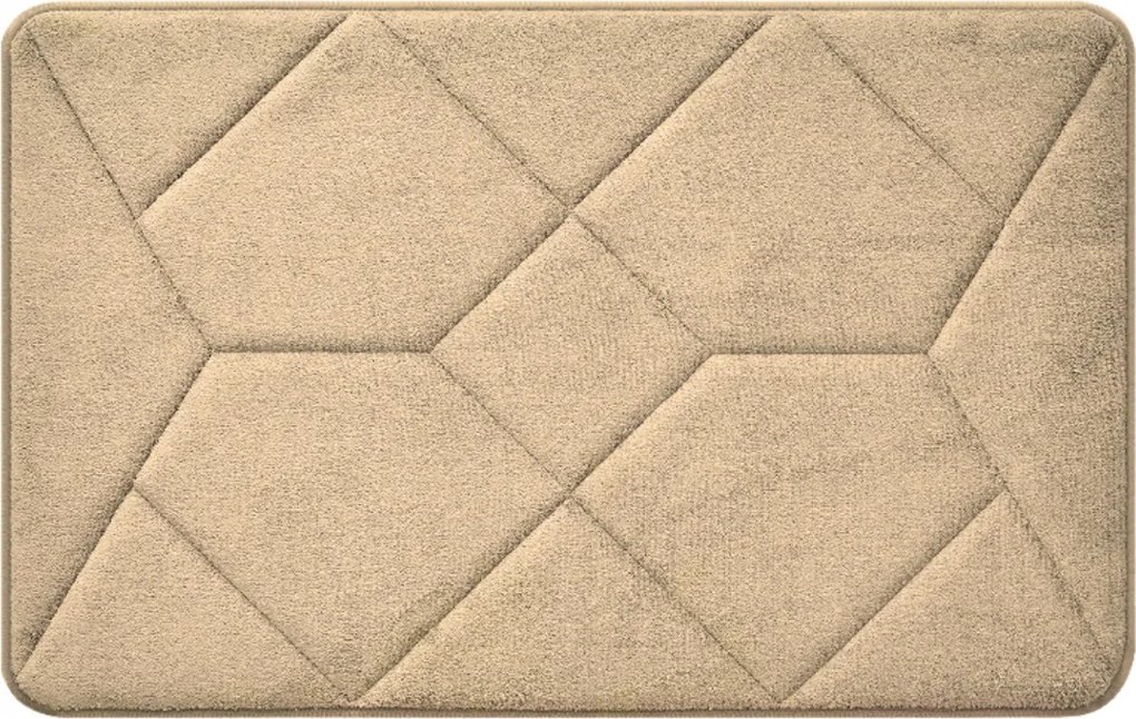 Dombornyomott Fürdőszobaszőnyeg Nagy 50x80cm Bézs Csúszásgátló Nedvszívó Puha