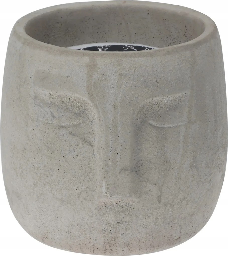 Gyertya cementedényben Arc, szürke