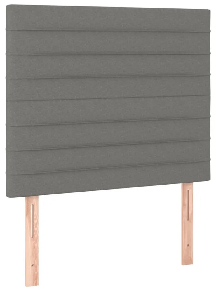 sötétszürke szövet rugós és LED-es ágy matraccal 100x200 cm