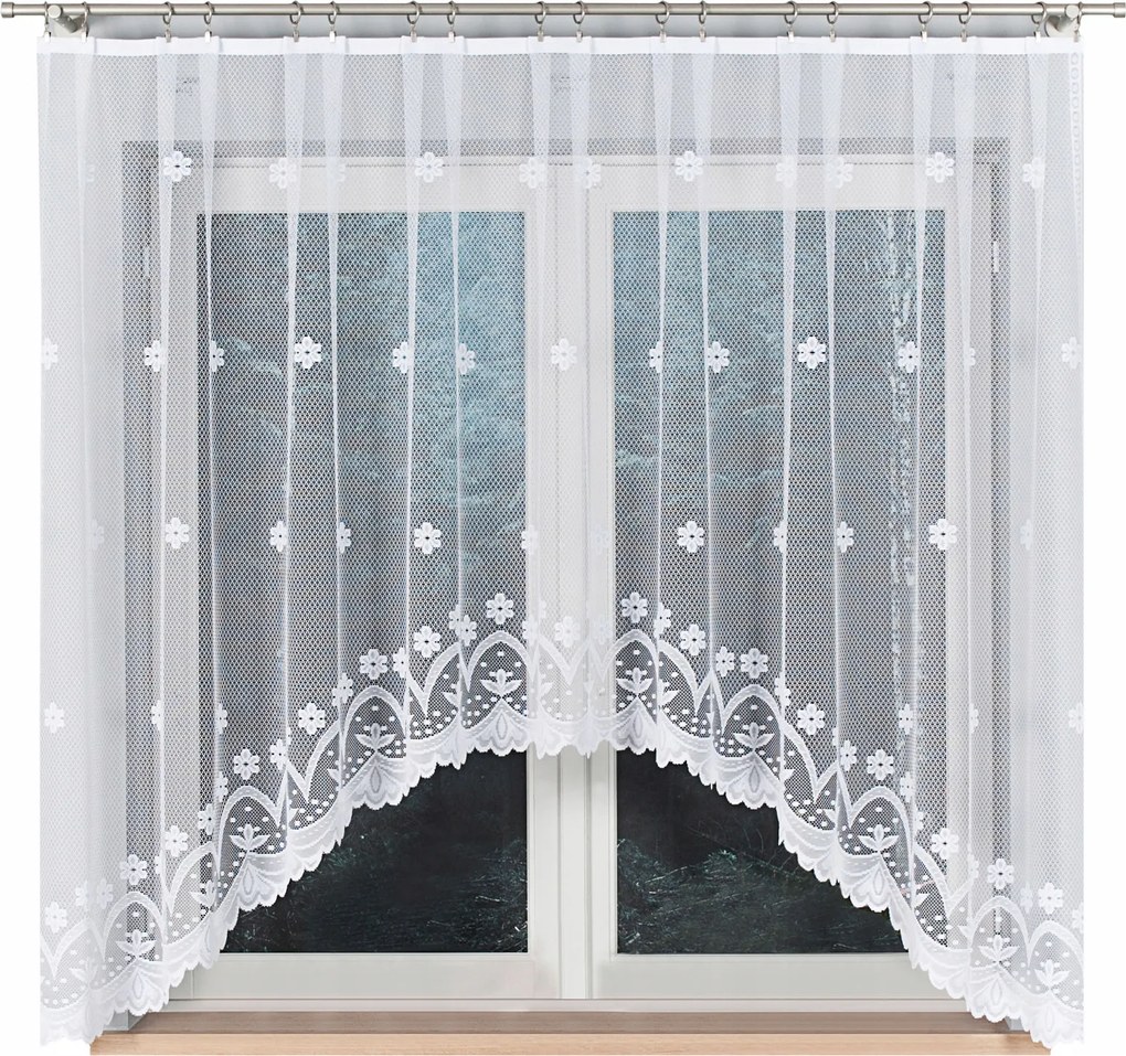 Fehér kész függöny jacquard kész függöny virágokkal 160x330 ív