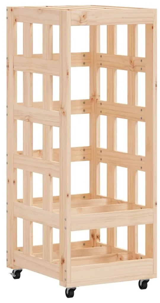 fehér tömör fenyőfa rönktároló kerekekkel 40x49x110 cm