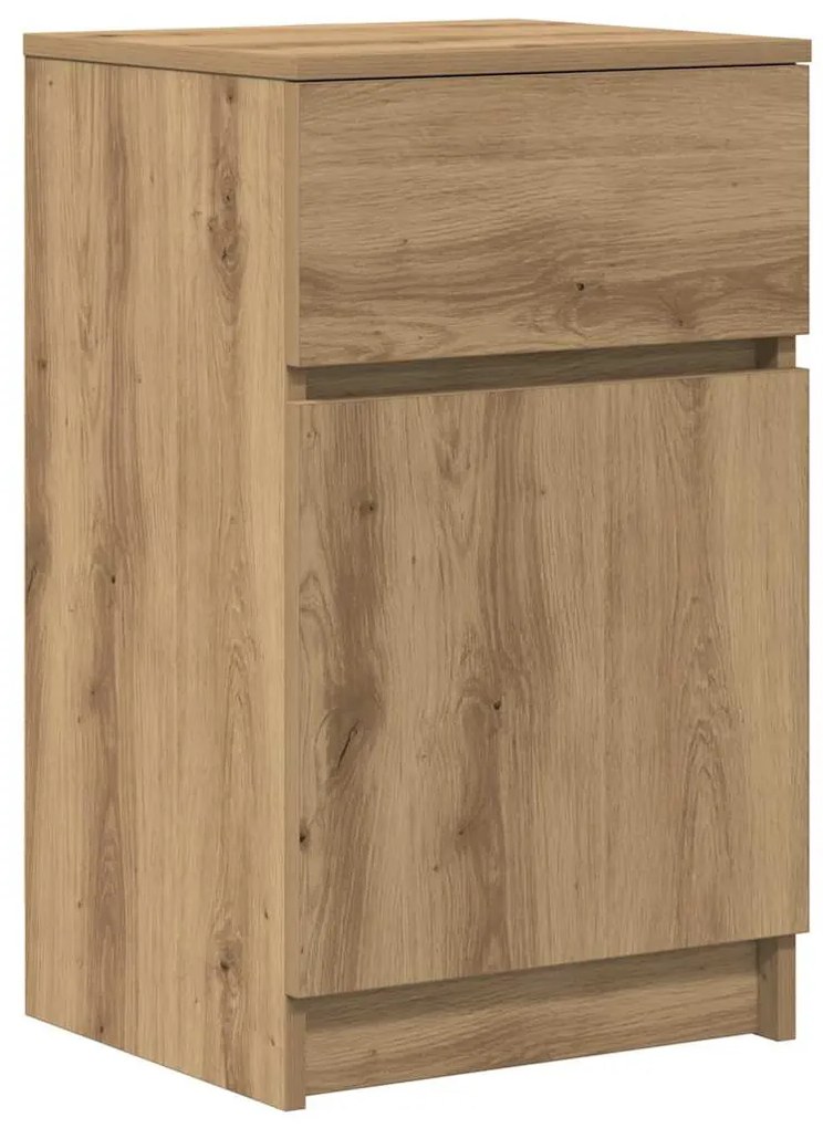 kézműves tölgy színű szerelt fa éjjeliszekrény 39x35x65 cm