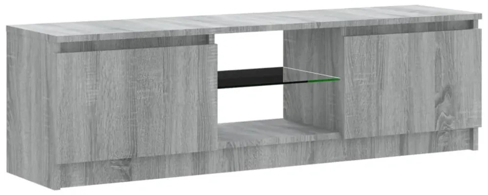 szürke sonoma színű TV-szekrény LED lámpákkal 120 x 30 x 35,5cm