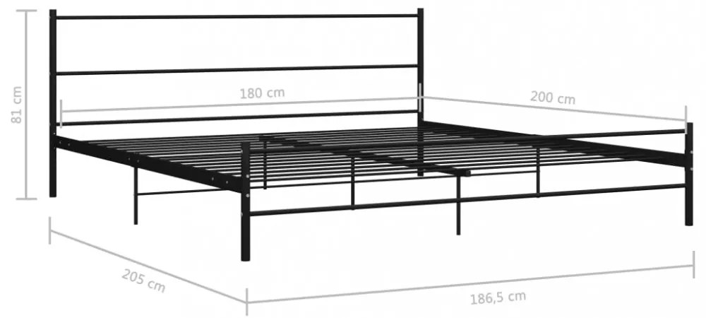 fekete fém ágykeret 180 x 200 cm
