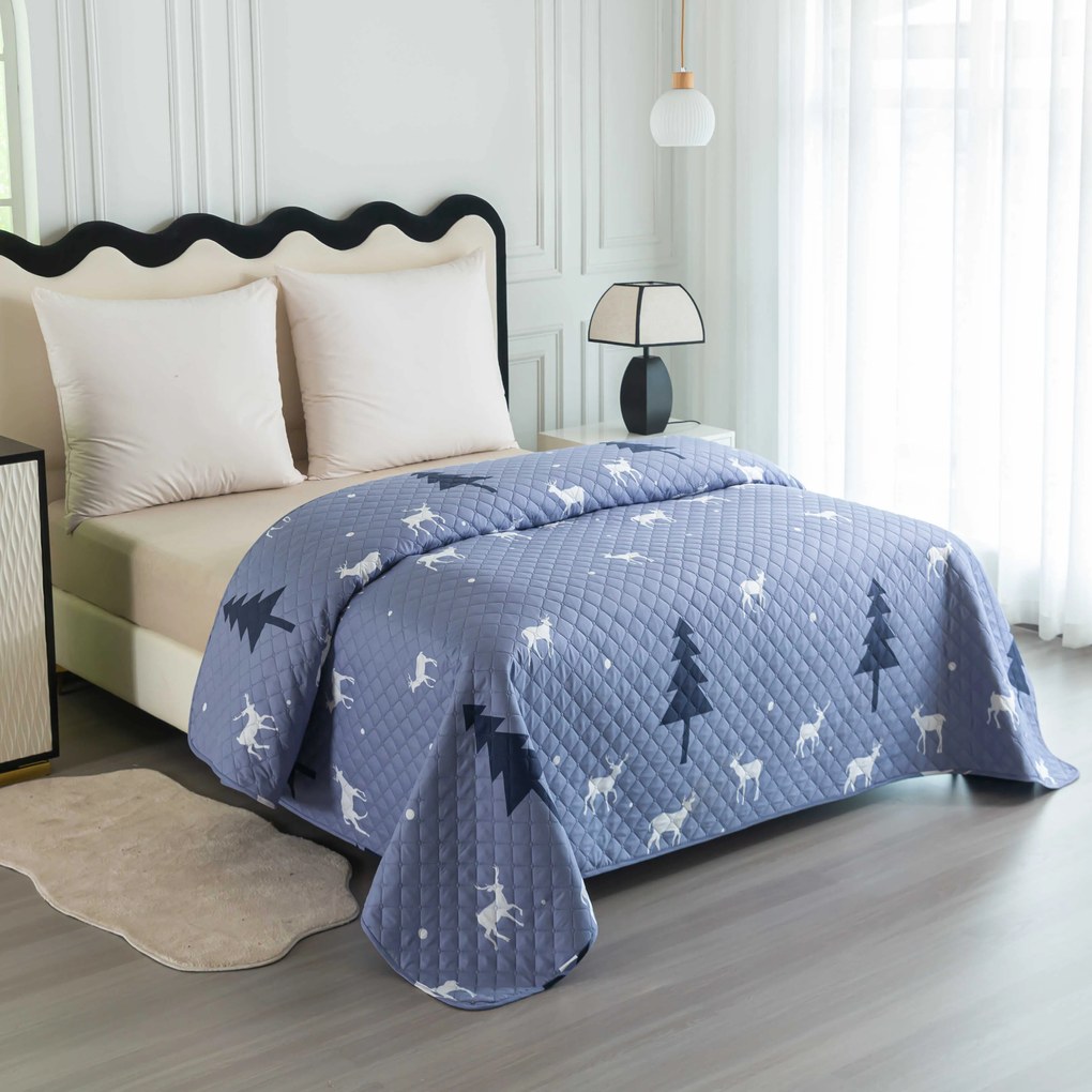 DEER AND TREE szürkéskék ágytakaró Méret: 220 x 240 cm