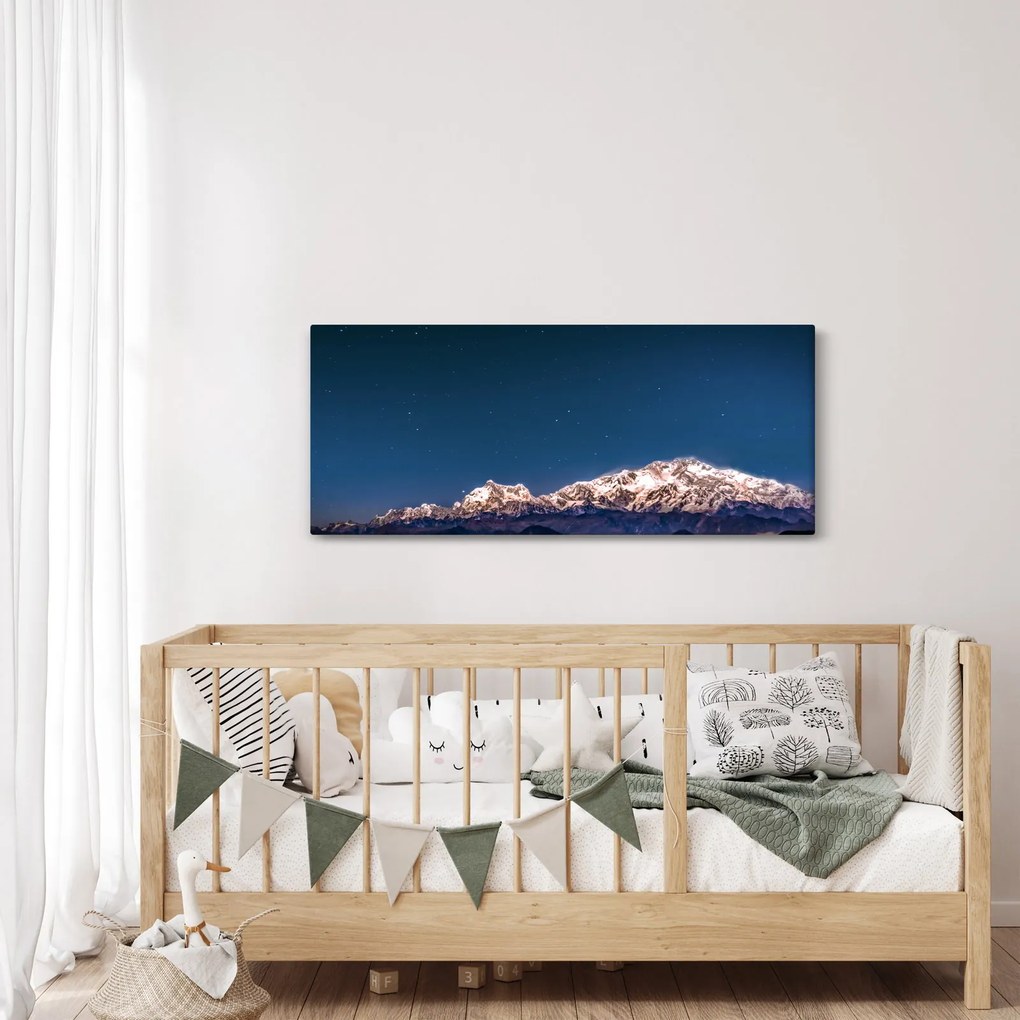 A hegyek és az éjszakai égbolt képe (120x50 cm)