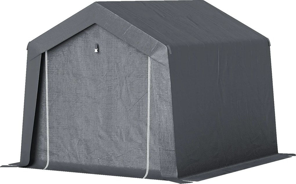 Outsunny Kert Shed, Tároló Sátor, 3 x 3 m, Vízálló és UV-ellenálló, Horganyzott Acél Váz és Nagy Ajtó, Kerékpár Garázs Menedék a Szabadtérhez, Sötétsz