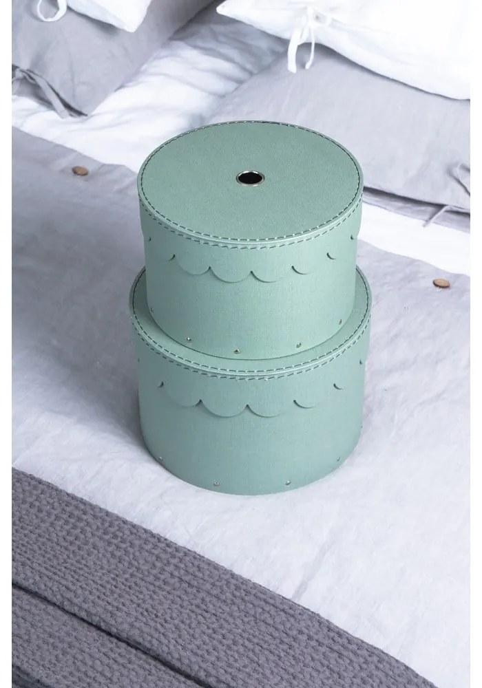 Kékeszöld fedeles karton tárolódoboz szett 2 db-os ø 26x17,5 cm Wilma Canvas Paper Laminate – Bigso