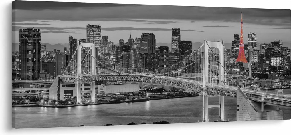 Kép - Nagyváros piros toronnyal (120x50 cm)