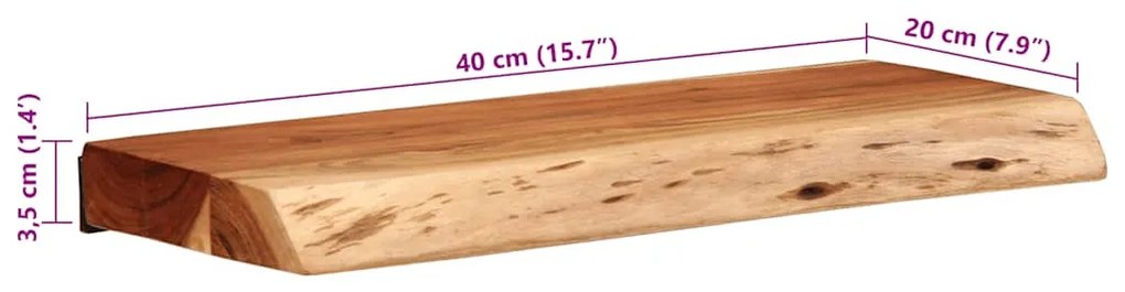 2 darab tömör akácfa fali polc 40x20x3,5 cm