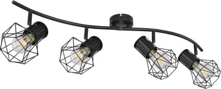 Globo 54017-4 Spotlámpa fém fekete rácsos búrával. HxSZxM:800x225x190, exkl. 4xE27 40W 230V