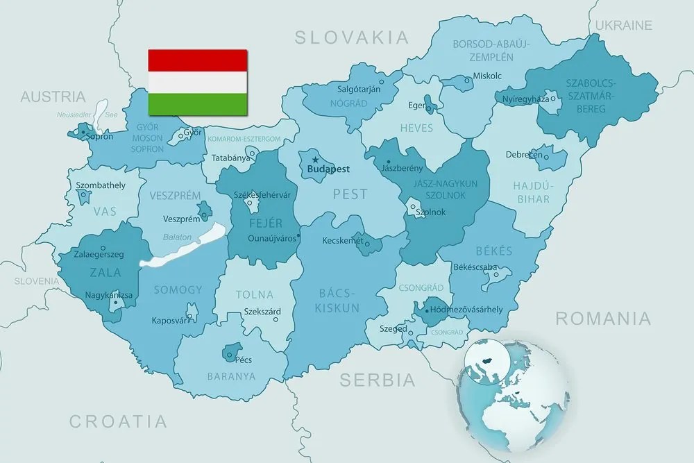 Kép elegáns kék Magyarország térkép