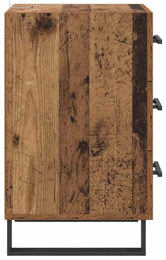 vidaXL Éjjeliszekrény fiókkal Öreg fa 40 x 40 x 66 cm Faanyag
