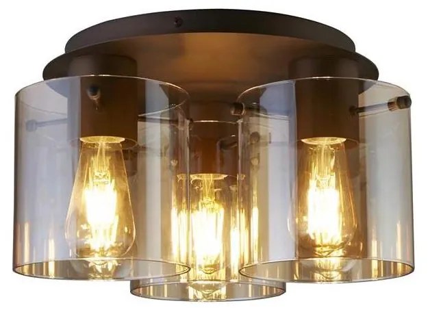 Searchlight 88911-3MO - SWEDEN mennyezeti lámpa 3xE27/60W/230V Ø39 cm barna/füst