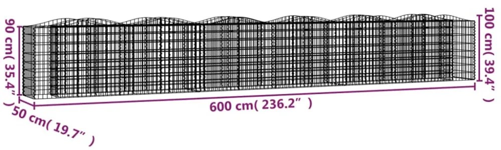 íves horganyzott vas gabion magaságyás 600 x 50 x 100 cm