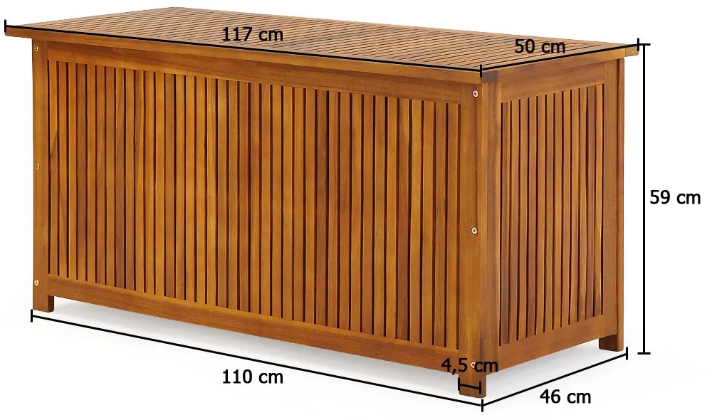 Casaria ACACIA fa tárolódoboz, 117x50x59cm, természetes barna