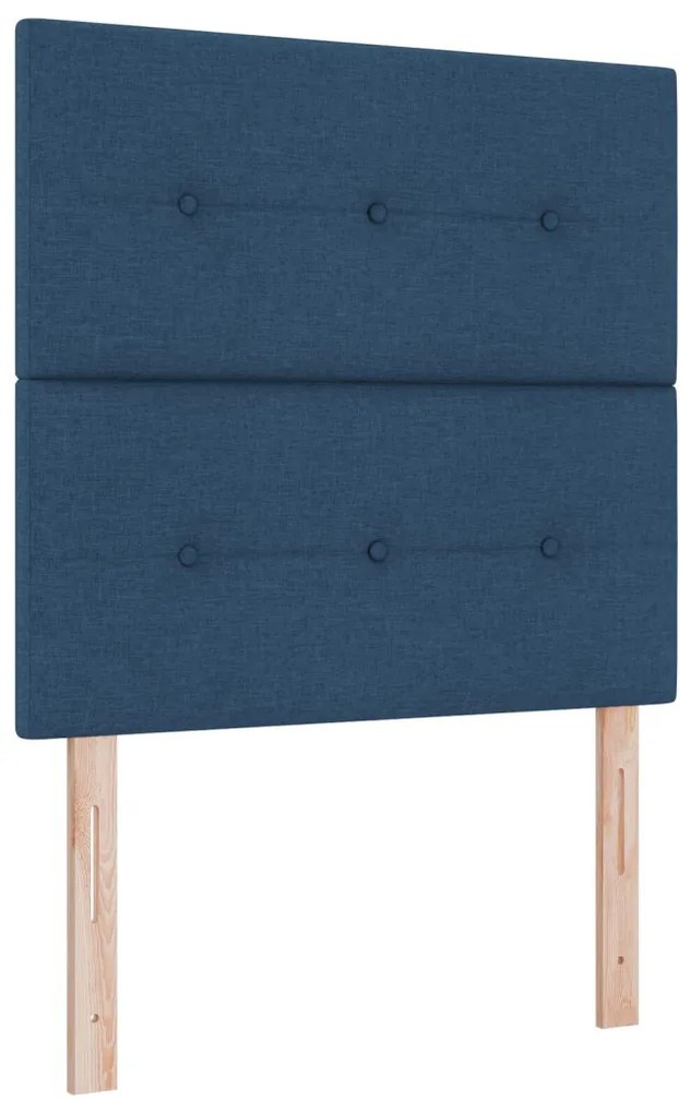 Kék Box Spring Ágy Matraccal Kis Kétszemélyes Szövet