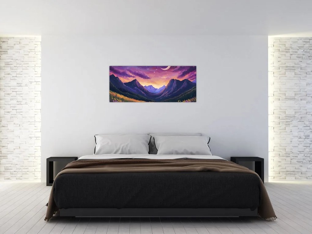 Kép - Lila táj (120x50 cm)