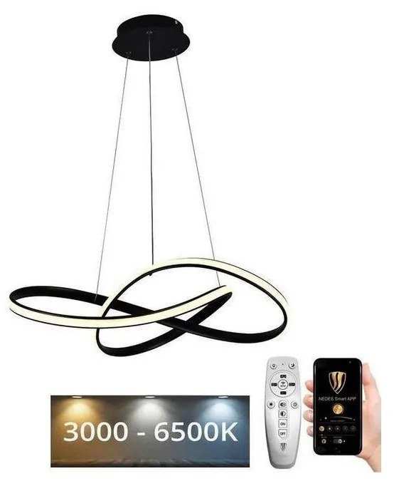 Brilagi - LED Dimmelhető csillár zsinóron COSMOWAVE LED/70W/230V fekete + távirányító