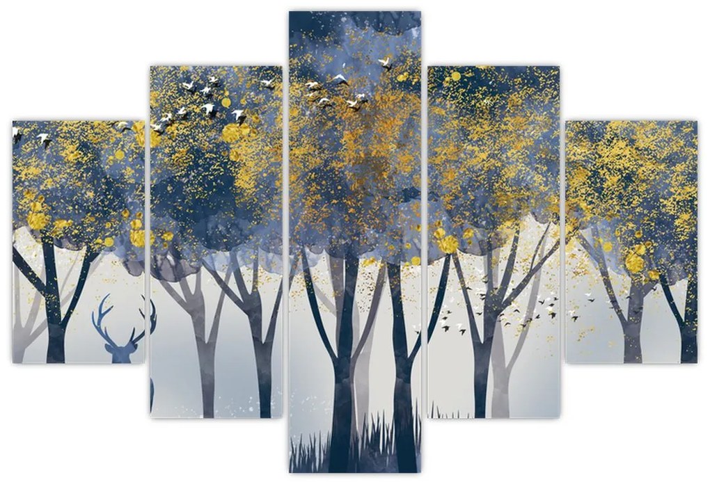 Kép egy szarvasról az erdőben (150x105 cm)
