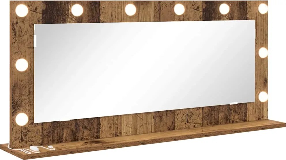 vidaXL Toalett Tükör Öreg fa 100 x 45 x 18 cm Üveg és mérnöki fa