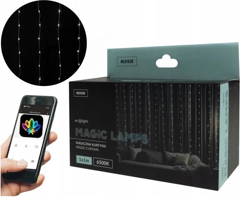 LED-es fényfüggöny Kültéri Mágikus Ablak Lámpák 1x1m Hideg 6500K 5V
