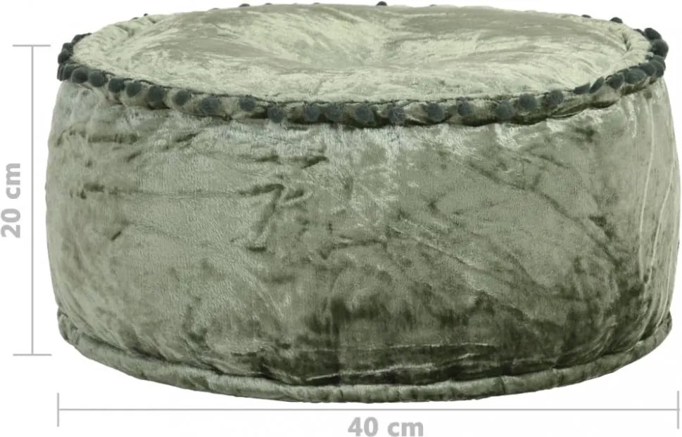 zöld kerek bársony puff 40 x 20 cm