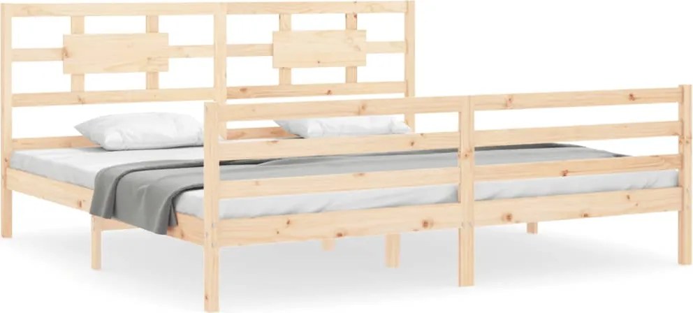 vidaXL tömör fa ágykeret fejtámlával 200 x 200 cm