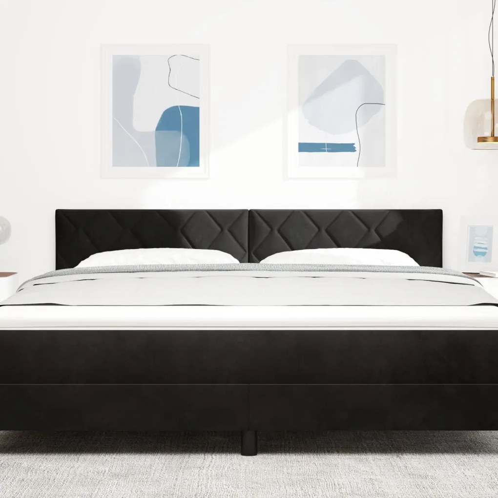 Fejtámla Gyémánt Blokk Design Fekete 180 cm Bársony