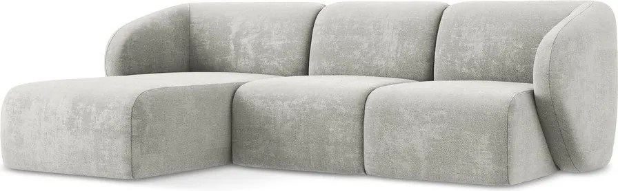 Világosszürke zsenília sarokkanapé (bal oldali-heverő résszel) Lani – Makamii