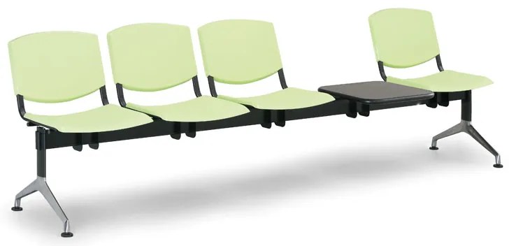 Design műanyag pad, 4 üléses + asztal, fekete