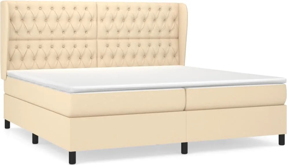 vidaXL krémszínű szövet rugós ágy matraccal 200 x 200 cm