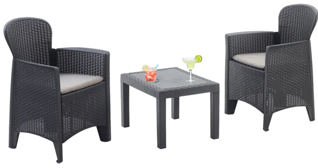 Kerti garnitúra AKITA, 3 részes, antracit színben I.P.A.E-Progarden