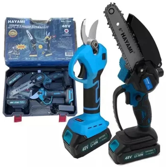 HAYAMI Akkus metszőolló és fűrész - Hayami HA-1004 + 2x akku 21 V + praktikus láda + tartozékok