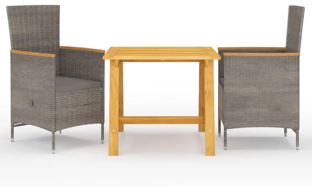 vidaXL 3 részes szürke kerti étkezőszett