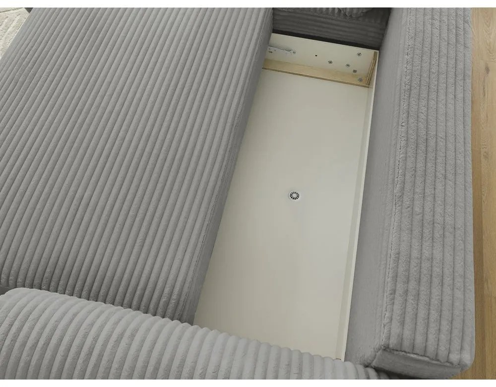 Sötétszürke kordbársony kinyitható sarokkanapé (bal oldali) Lucien – Bobochic Paris