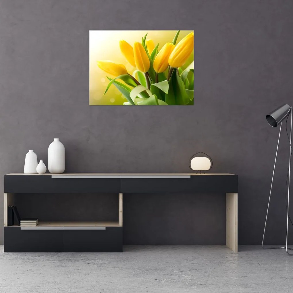 Kép - Sárga tulipán (üvegen) (70x50 cm)