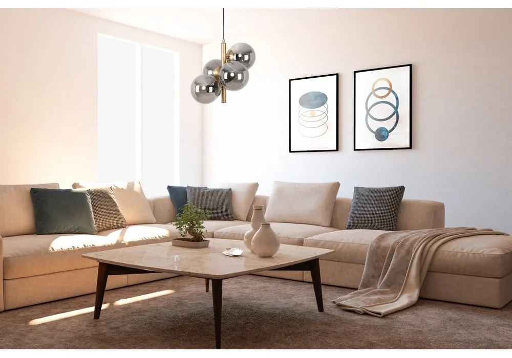 Szürke-aranyszínű függőlámpa üveg búrával ø 15 cm Forte – Squid Lighting