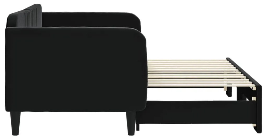 fekete kihúzható bársony heverő 80 x 200 cm