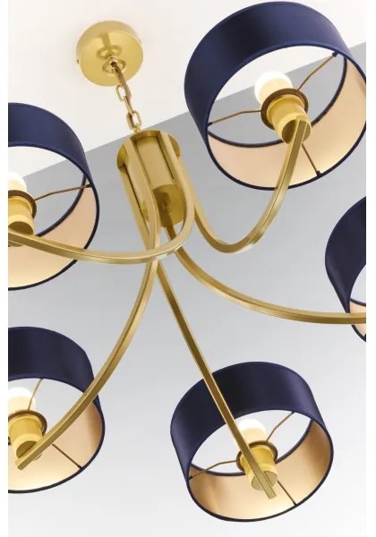 Jupiter 2094 - Láncos csillár ARTHUR 5xE27/15W/230V kék/arany