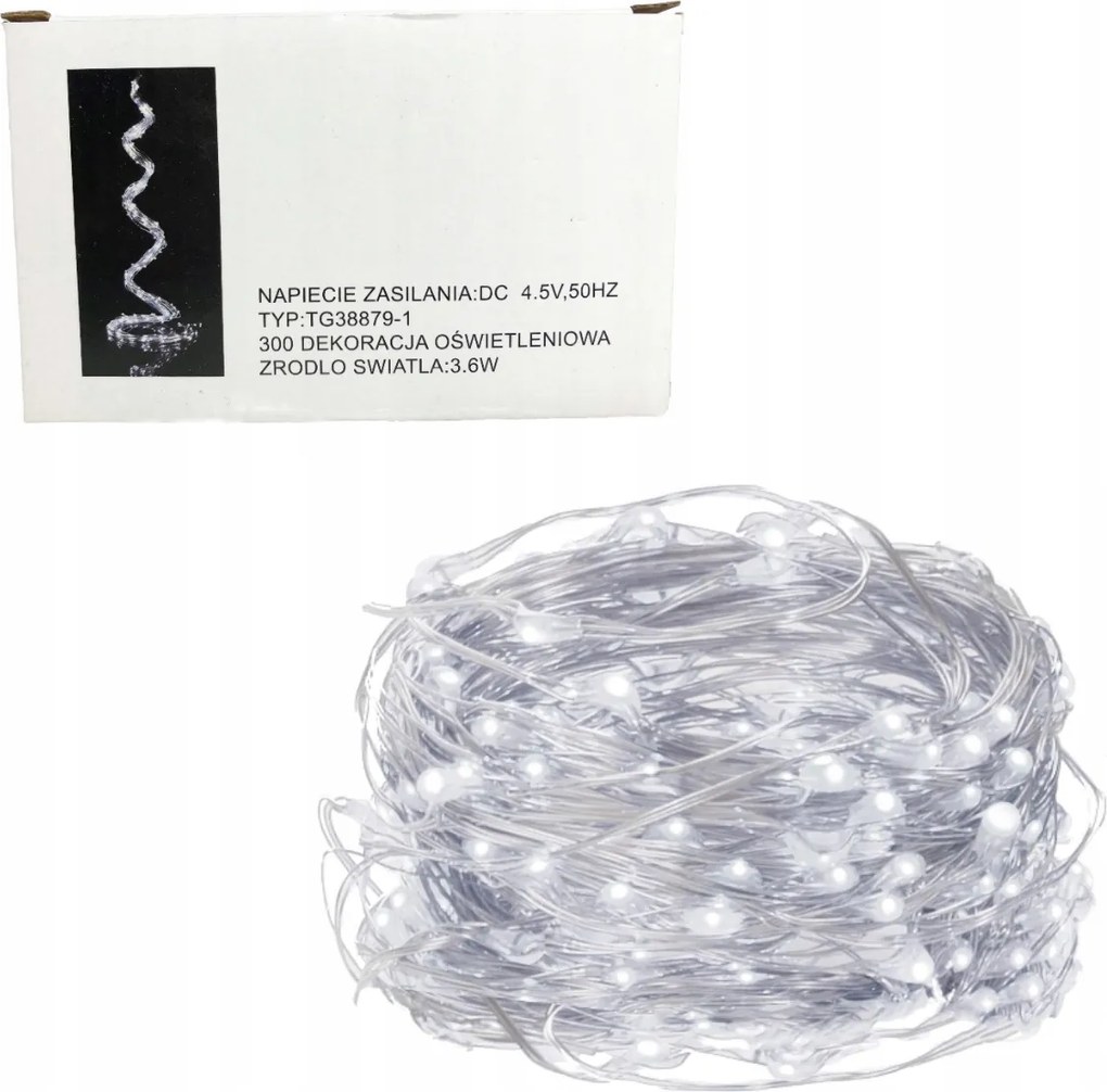 Karácsonyfa Lámpák Drót 300LED Hideg Fehér Angyal Haj Fairy Lights